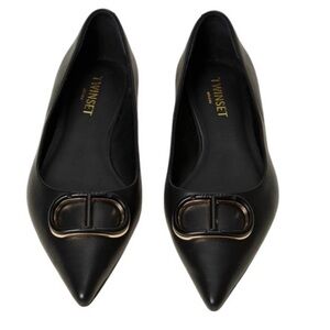 TWIN-SET • Black Flats with Buckle Detail • Size 8.5